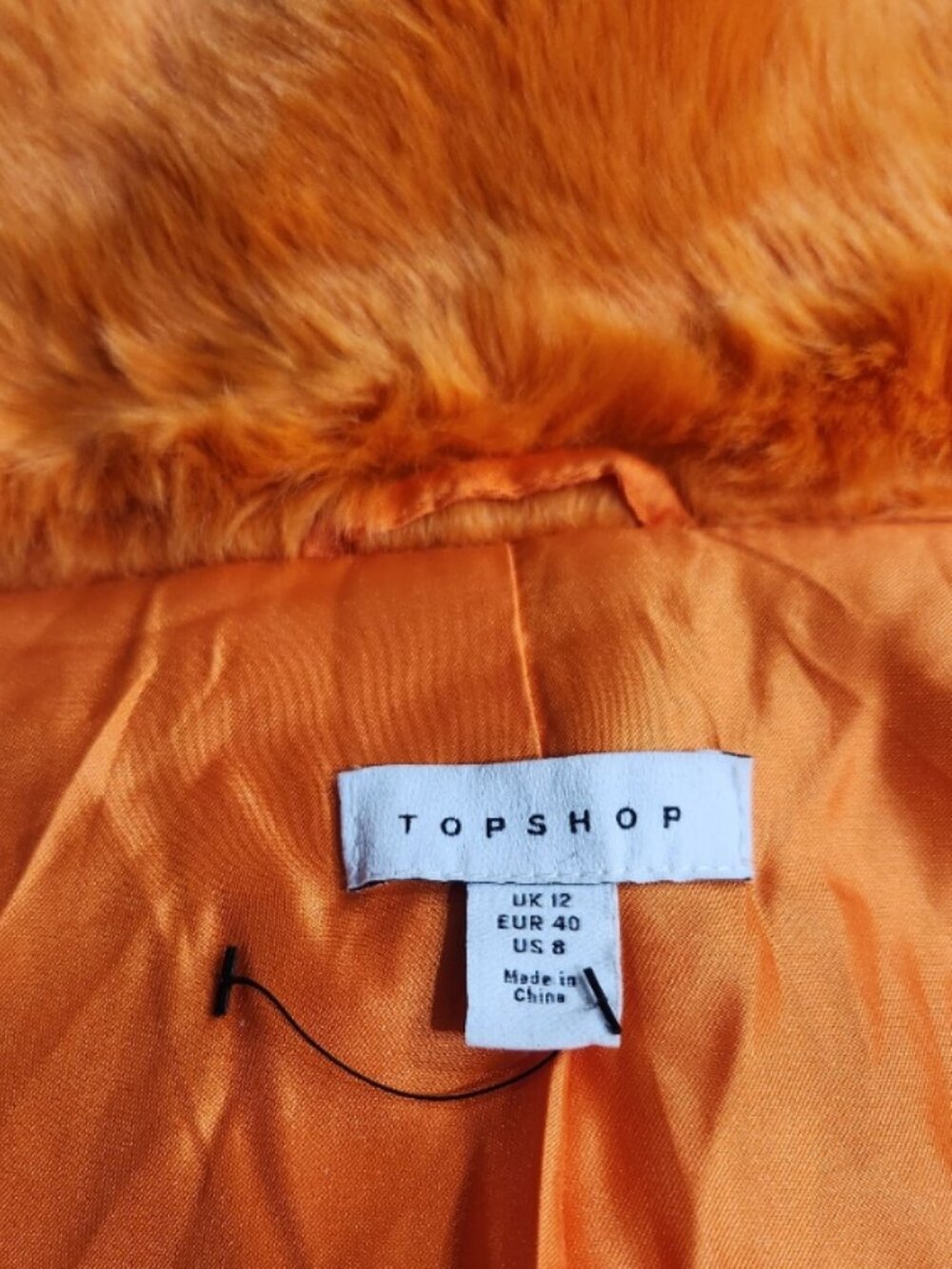 💥SHOWSTOPPER!💥Luxurious Faux Fur Longline Double Breasted Coat in Tangerine - Picture 16 of 16